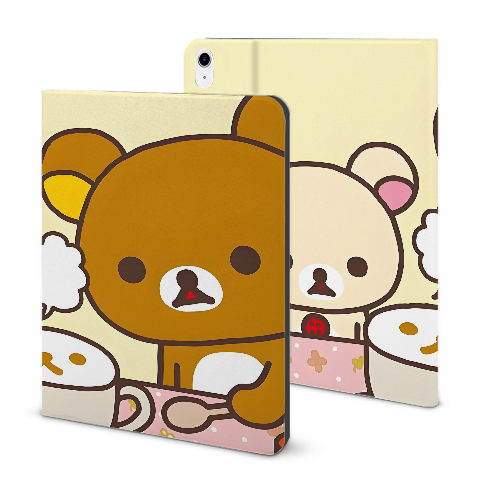 （画像用） リラックマ リラックマ キイロイトリ Rilakkuma Korilakkuma Kiiroitori IPad ケース ブック型 PUレザー TPU 耐衝撃 軽量 薄型 ペン収納なし 全面保護 IPad 各モデル対応
